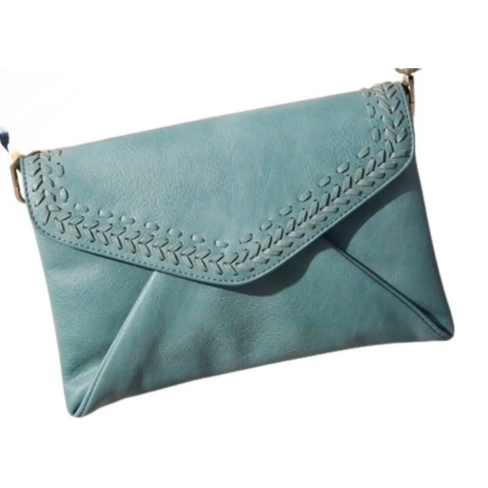 Anthropologie Teal Envelope Clutch